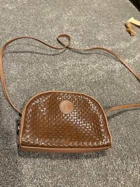 Vintage Fendi Brown Woven Leather Crossbody Shoulder Bag Authentic FF Logo